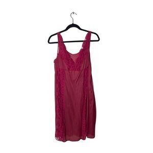 Vintage Red Lace Trimmed Sleeveless Nightgown